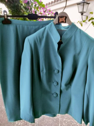 Traje de fiesta verde azulado