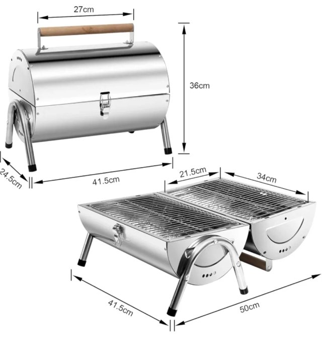Barbacoa Carbón Portátil cromada