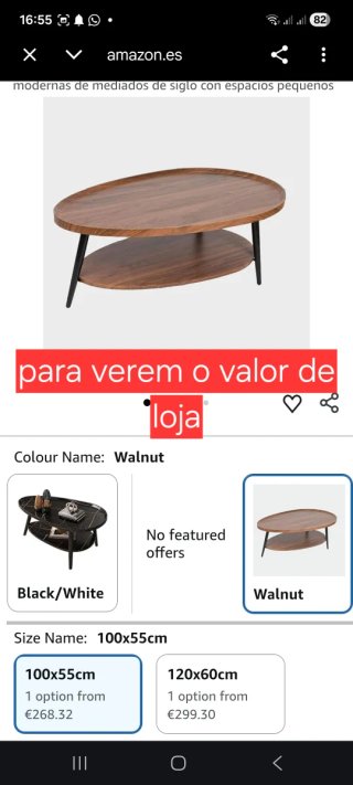 Mesa de centro ovalada madeira