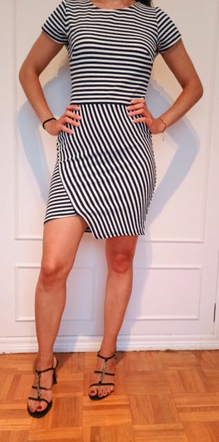 Vestido corto rayas azul y blanco