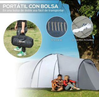 Tienda de campaña familiar gris