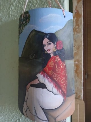 Teja rústica pintada a mano