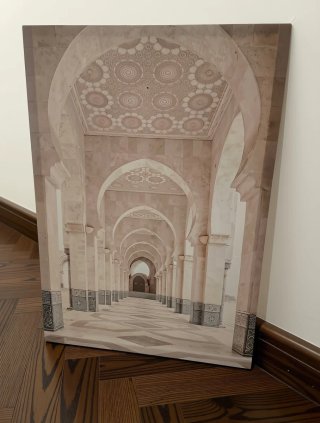 Cuadro Decorativo Pasillo Arcos Beige Gris