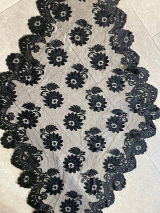 Mantilla Antigua Negra Encaje Tul