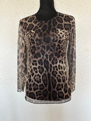 Camisa Transparente Animal Print Manga Larga