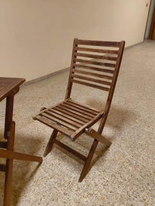 Mesa y 2 Sillas Plegables Exterior Madera