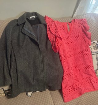 Lote Ropa Mujer Talla L Chaqueta Gris Vestido Rosa