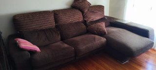 Sofá Chaiselongue Marrón y Rosa