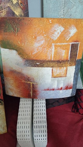 Quadro moderno tessuto arancione bianco