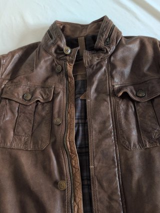 Chaqueta de cuero Massimo Dutti Marrón