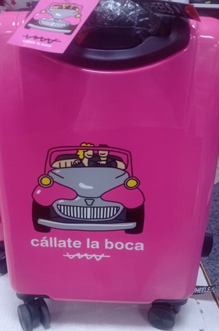 Maleta de cabina rosa con dibujo