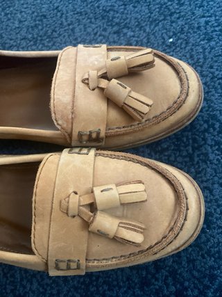 Mocasines piel Zara Beige/Marrón