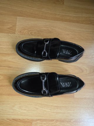 Zapatos Zara Mocasines Negros Hebilla