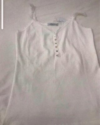 Camiseta Leading Lady Blanca Encaje Botones XL