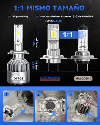 Bombillas LED H7 SUPAREE Canbus 32000LM 6500K