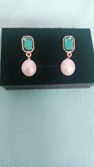 Pendientes Plata Perlas Cultivadas Swarovski Verde