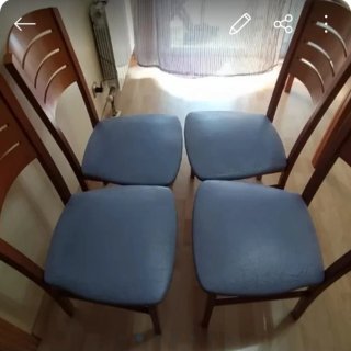 Mesa extensible + 4 sillas madera y cristal