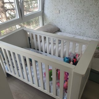 Cuna madera maciza lacada blanco