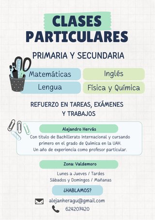 Profesor particular para primaria y ESO.