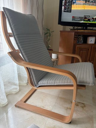 Sillón chapa roble tinte blanco/Knisa beige