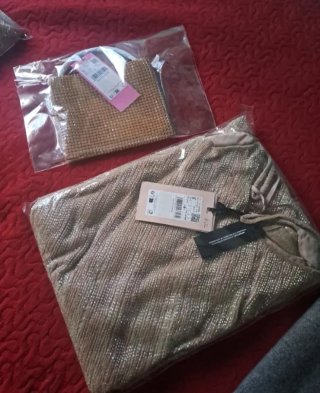 Vestido Mango Capsule Beige Dorado