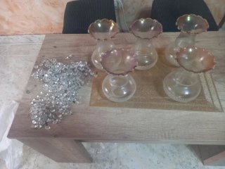 5 tulipas de cristal y cristales para lámpara