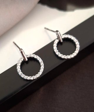 Pendientes Aro Plata Cristal Moissanita