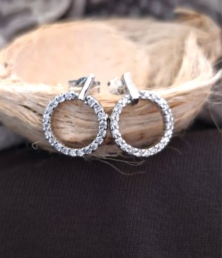 Pendientes Aro Plata Cristal Moissanita