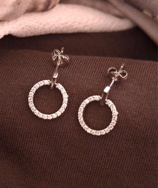 Pendientes Aro Plata Cristal Moissanita