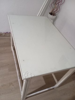 Mesa camilla blanca 102x65cm con cristal