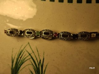 Pulsera Plata Envejecida Piedras Varias