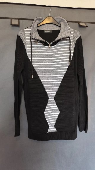 Jersey hombre New Mentality negro y gris slim fit