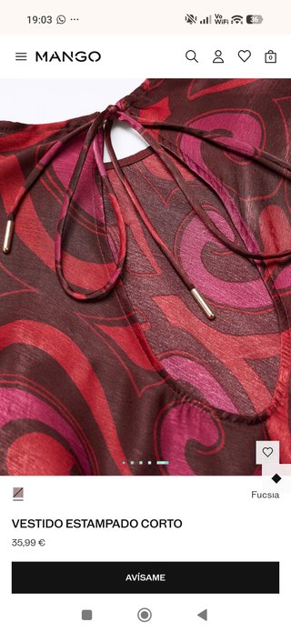 Vestido Mango Midi Estampado Rojo - Nuevo