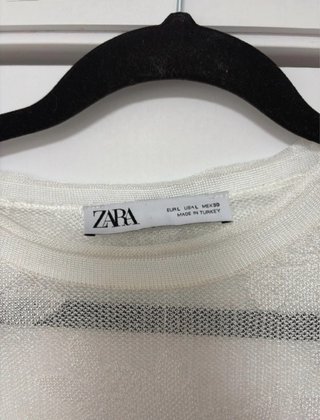 Top Zara Blanco Transparente Encaje
