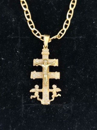 Cadena y Colgante Cruz de Caravaca Oro 18k