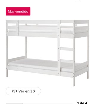 Cama litera blanca de madera Ikea
