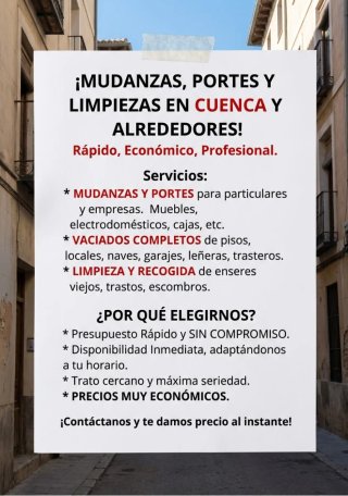 MUDANZAS Y PORTES Y VACIADOS Y LIMPIEZA.