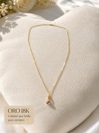 Cadena Oro 18K con Piedra Rosa