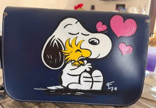 Borsa in pelle dipinta a mano Snoopy Woodstock