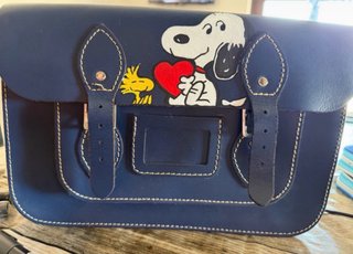 Borsa in pelle dipinta a mano Snoopy Woodstock