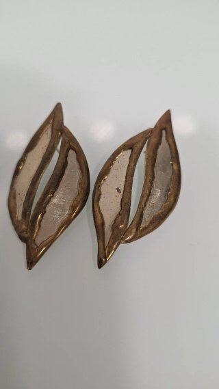 Pendientes vintage hoja oro y plata