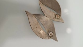 Pendientes vintage hoja oro y plata