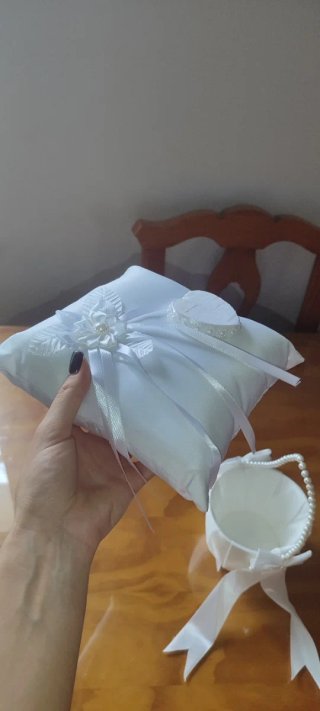Conjunto de boda: cojín y cesta