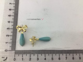 pendientes oro 18k con piedra con turquesa