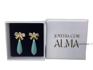 pendientes oro 18k con piedra con turquesa