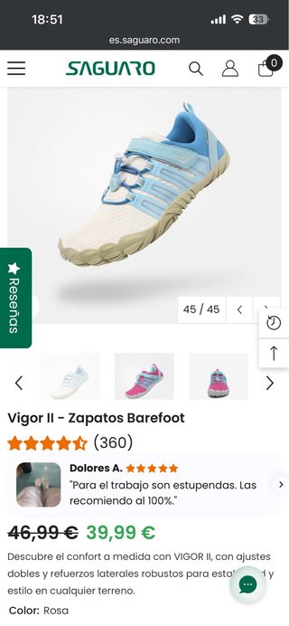 Zapatillas Saguaro calzado Barefoot. Talla 39
