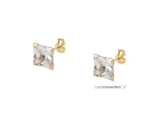pendientes oro 18k con piedra con circonita