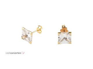 pendientes oro 18k con piedra con circonita