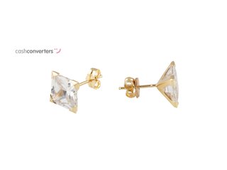 pendientes oro 18k con piedra con circonita