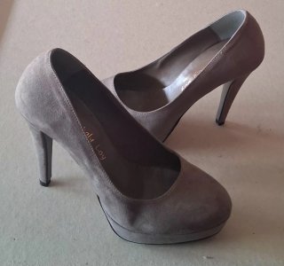Décolleté donna camoscio grigio tortora